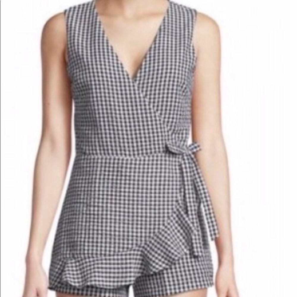 Design Lab Lord & Taylor Black and White Gingham Romper
